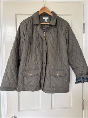 Lands' End Quilted Puffer Jacket in Olive Green